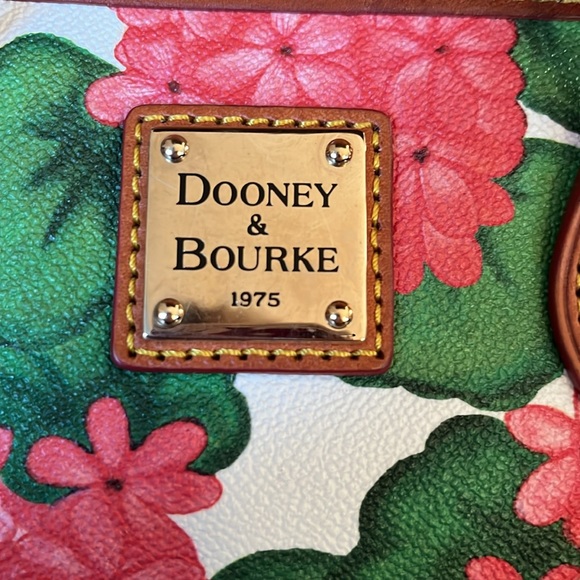 Dooney & Bourke Satchel crossbody bag genuine leather geraniums pink/red/gree - Picture 6 of 17